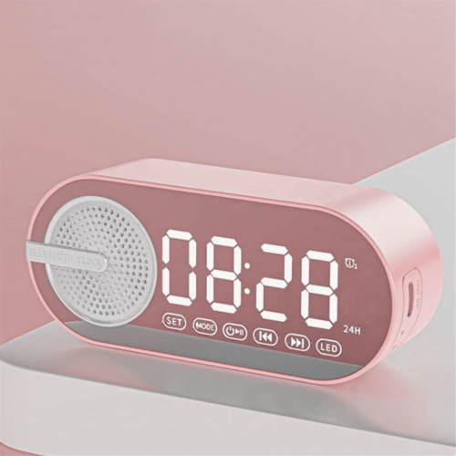 Φορητό ηχείο Bluetooth με ψηφιακό ρολόι με πολύχρωμο νυχτερινό φως Διπλό ξυπνητήρι με 1