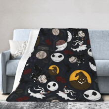 „Nightmare Before Christmas“-Hoteldecke, Anime-Decke für Bett, Sofadecke, ultraweiche Fleecedecke für Schlaf- und Wohnzimmer, 152 x 127 cm