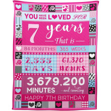 Geburtstagsgeschenk für 8-jährige Mädchen, rosa Geburtstagsdecke mit Rosenmotiven, ideale Geburtstagsdekoration für Kinder, 50 x 60 Zoll