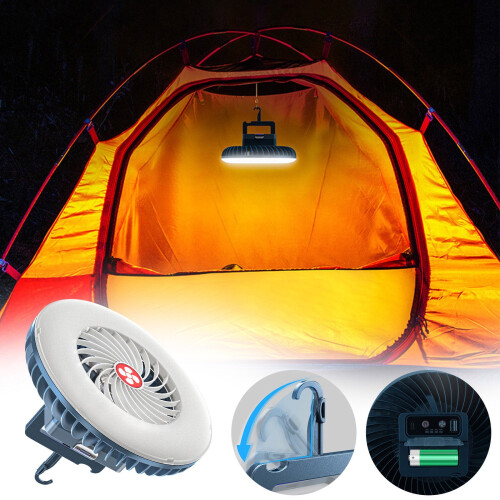 YOBOLK Φως κάμπινγκ LED & Φορητός ανεμιστήρας, Μπαταρία USB 2400mAh, Μίνι ανεμιστήρας 1