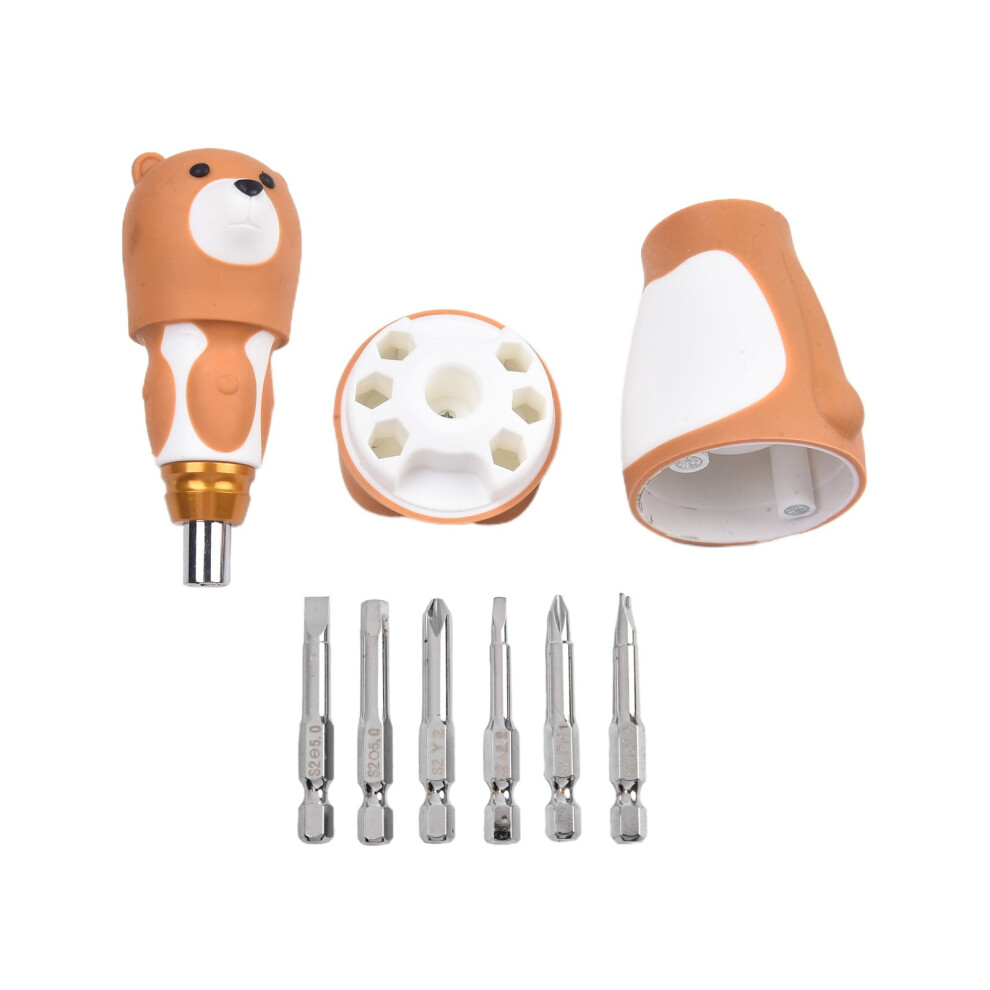 6 In 1 Cartoon Bear Screwdriver Set Labor-Saving Screwdriver Repair Tool 9164030608696