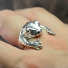 RSAMD925 Zilveren Uil Kikker Kat Vogel Ring Open Vinger Verstelbare Dames Heren Groothandel-29. Kikker