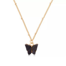 Collier pendentif papillon mignon RSAMD pour femme, chaîne dorée, bijou tendance - Noir