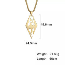 Collier RSAMD Skyrim Dragon - Bijou punk en acier inoxydable - Motif animal ancien - Cadeau anime - Or