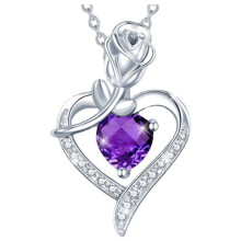 Collier de fiançailles/mariage, bijou rose amour style classique, bijou cadeau