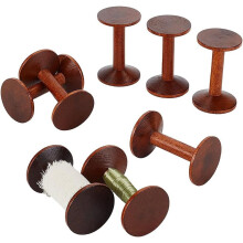 8pcs Retro Wood Bobbins 2.5x1.6 Inch, Coconut Brown Empty Thread Spools, Natural Dyed Wooden Bobbins for DIY Wire Weaving