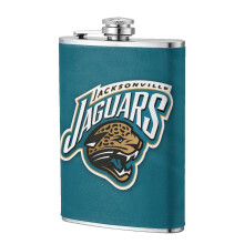 Jaguars Flagon-höftkolv 227 ml, livsmedelsklassat rostfritt stål och läder, bärbar för män, kompatibel med utomhussporter, camping, bröllop