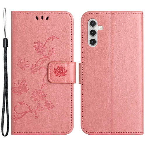 Δερμάτινη θήκη Butterflies συμβατή με Samsung Galaxy A14Pink