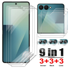 Täysin peittävä näytönsuoja 9H karkaistulla lasilla, yhteensopiva Samsung Galaxy Z Flip7 6 5:n kanssa, kameran linssi ja 9in1-kalvot Z Flip7