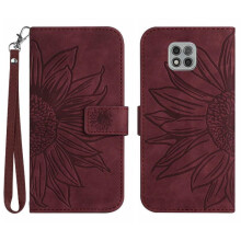 Capa para Motorola MOTO G Power 2021 com compartimentos para cartões, luxuosa, em couro PU com estampa de girassol, alça curta e estilo carteira.