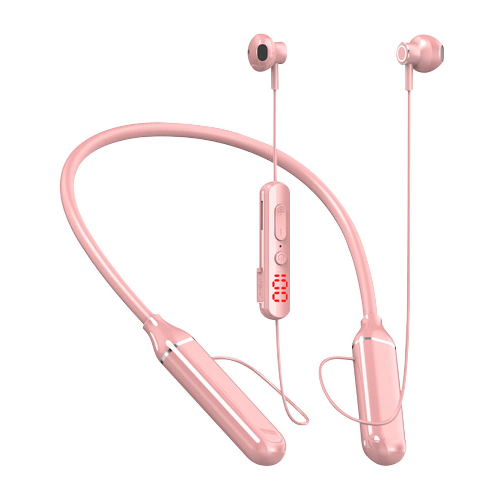 Avtoify Wireless Bluetooth Headset Neck Type Stereo Noise Reduction Universal Plug-In Card Sport Ear Headset Mic Pink 9164030747821