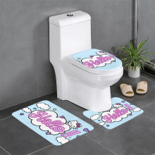 Sada 3-dielnych kúpeľňových kobercov Hello Kitty - koberce, umývateľné, poťahové, podlahové, koberce, kúpeľňové dekorácie do kuchyne,