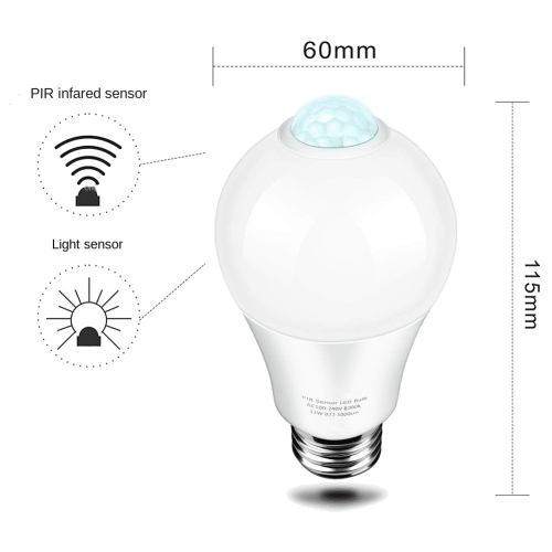 Λάμπα αισθητήρα κίνησης 85-265V E27PIR Λάμπα 12W με ανιχνευτή υπερύθρων Λάμπα ασφαλείας 2
