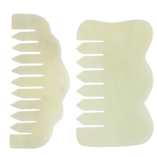 Conjunto de 2 pentes de jade para massagem no couro cabeludo. Pente de jade para massagem e raspagem do couro cabeludo, ferramenta multifuncional.