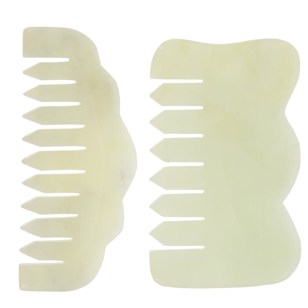 2pcs Jade Scalp Massage Combs Jade Massage Comb Scraping Scalp Multifunctional Tools
