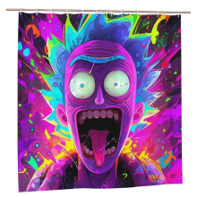 Cortina de chuveiro Rick & Morty 72x72 polegadas, impermeável, resistente a mofo, blackout, privacidade, estampa de patchwork, tamanho único.