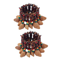 2 Pcs African Nutshell Handbell Musical Instruments African Tribal Style Bangle Unique Handbells Bell Bracelet Hand Bell