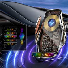 Support de téléphone de voiture FloHua M9s avec support magnétique intelligent, capteur de lumière, chargement sans fil, compatible avec iPhone