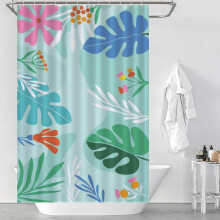 Cortina de chuveiro tropical masculina para banheiro, cortina de chuveiro com padrão botânico repetido, cortina de banho decorativa 47x71 polegadas