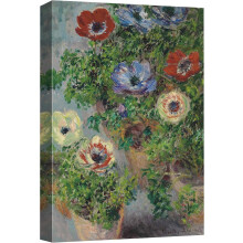 Obraz na płótnie „Martwa natura z zawilcami”, 1885 r., Claude Monet, wielobarwna akwarela w stylu vintage, dekoracja zen, 12"x18"