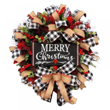 Couronne de porte d'entrée Prettyui12" pour les fêtes, décoration de porte, couronne en rotin à suspendre pour voiture