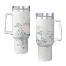 Pohár Dumbo40Oz s rúčkou a slamkou, izolovaný pohár, fľaša na vodu z nehrdzavejúcej ocele, cestovný hrnček, držiak na poháre, darčeky