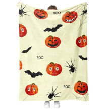Halloween pompoen deken, zachte pluche beddeken, lichte seizoensdeken voor bank, kantoor, picknick, reizen, 50*60A-4