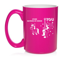 Matron Of Honor Superstar Unicorn Lustige Keramik-Kaffeetasse/Teetasse Geschenk für Sie (15oz Hot Pink)