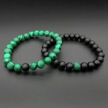 RSAMD Couple His Hers Distance Energy Bracelet Black Lava Malachite Matching YinYang-1+2