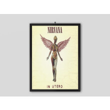 Affiche de concert vierge vintage de la tournée française de Nirvana (1994), époque Utero. Musique grunge. Affiche de Kurt Cobain. Affiche