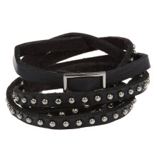 Bracelet jonc unisexe punk rock multicouche Ă rivets, noir