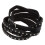 Bracelet jonc unisexe punk rock multicouche à rivets, noir 2