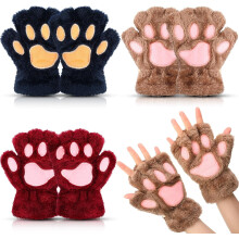 3 Pairs Cat Paw Gloves Kawaii Gloves Cat Paws Cosplay Faux Fur Plush Gloves, Lion Paws Fingerless Gloves for Girls Women