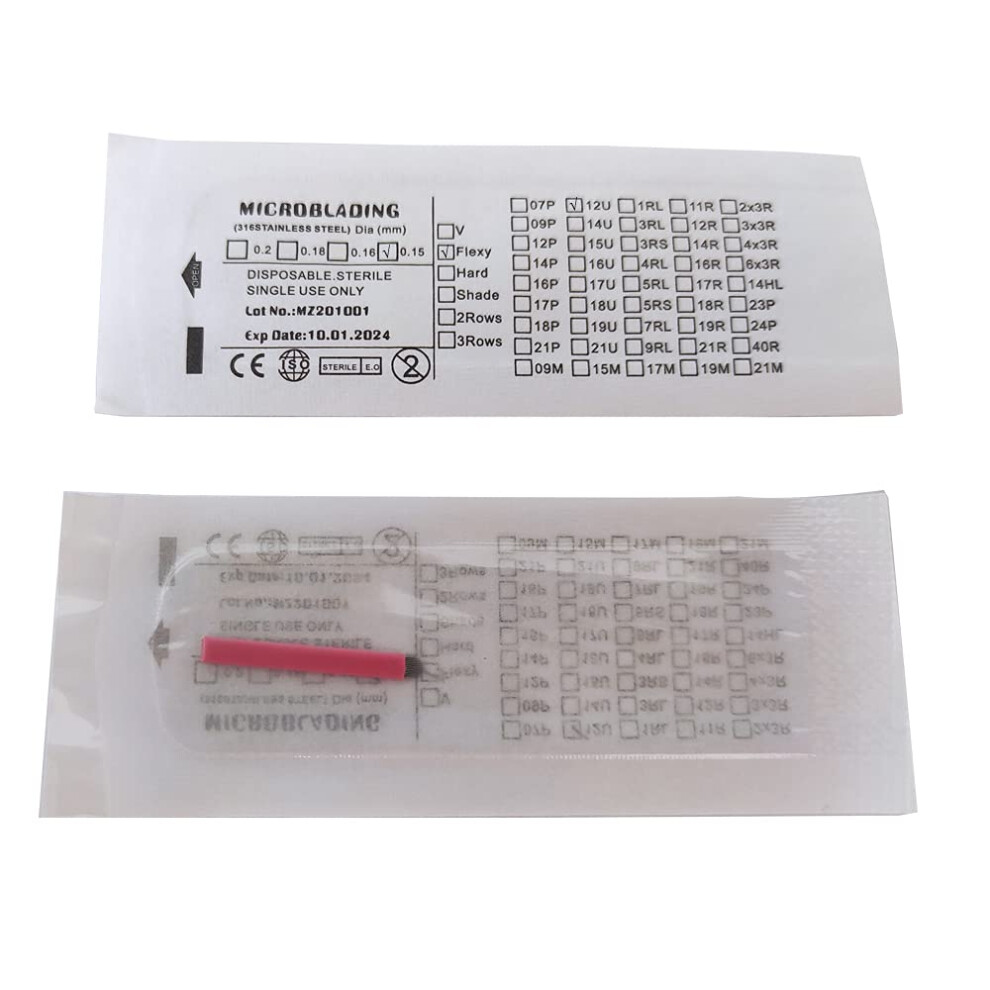 0.15mm 12U Microblading Blades UltraPrecise Flexible Nano Needles for Eyebrow Tattoo Pens