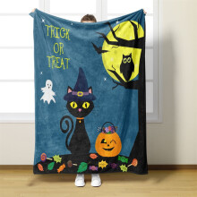 Couverture rafraîchissante d'Halloween, compatible avec les décorations de fêtes, couverture polaire 127 x 152 cm pour enfants, adultes, bureau,