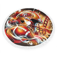 Jupe de sapin de Noël à franges en peluche SF49ers, couleurs de l'équipe de football, installation facile, cadeau idéal pour les fans (30', 36',