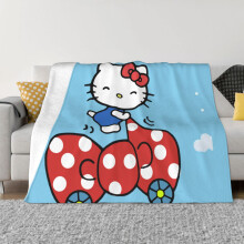 Couverture Hello Kitty en flanelle polaire, jeté de lit ultra doux, confortable et chaud pour canapé, salon et chambre - 127 x 102 cm