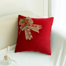 Housses de coussin de Noël, 45 cm, style ferme, avec nœud en velours, boîte cadeau, pour canapé, décoration de coussins de canapé pour les