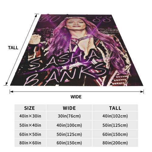 Κουβέρτα Sasha Banks, εξαιρετικά μαλακή άνετη φανέλα από φλις για αγόρια κορίτσια 2