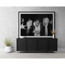 Photographie en noir et blanc de Chris Farley, Tupac et Kurt Cobain - Décoration murale grand format,