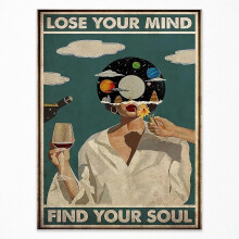 Affiche « Perdez la tête, retrouvez votre âme », toile vintage moderne du milieu du siècle, décoration murale sur le thème de la santé