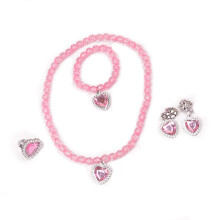Sunjoy Tech 1 Set Girls Necklace Toy Colored Beaded Elegant Pretend Play Rhinestone Love Heart Bracelet Earring Ring Kit Princess Jewelry