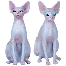 2 peças de gatinho de brinquedo simulado sem pelos para crianças, estátua de gatinho rosa de plástico.