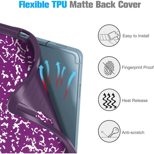 Capa fina compatível com Samsung Galaxy Tab S6 Lite de 10,4 polegadas (2024/2022/2020) com suporte integrado para S Pen, em TPU macio. 2