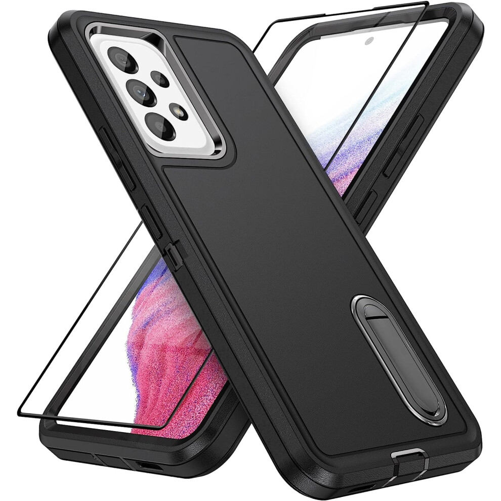 Compatible With Samsung Galaxy A53 5G Case, Shockproof Cover With Kickstand For 6.5" Phone - Black 9164030196155