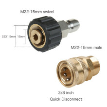 Kit adaptador de conexión rápida para hidrolavadora de alta presión M22 de 15 mm y 5000 PSI.