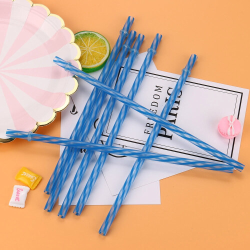 Colorful Reusable Hard Plastic Stripe Drinking Straws Party Decoration 1