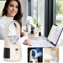 Ozmmyan Desktop Bladeless Humidification Fan Desktop USB Fan Vertical Tower Fan Rechargeable Fan Tech Gifts Savings