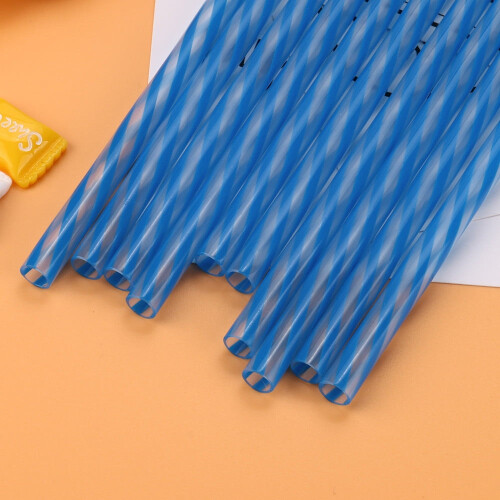 Colorful Reusable Hard Plastic Stripe Drinking Straws Party Decoration 2