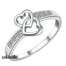 RSAMD Anello da donna in argento 925 con cuore e cristallo, regalo carino, taglia USA 6
